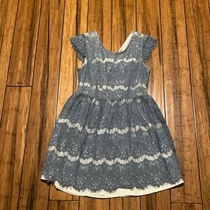 Lace Design Blue Dress